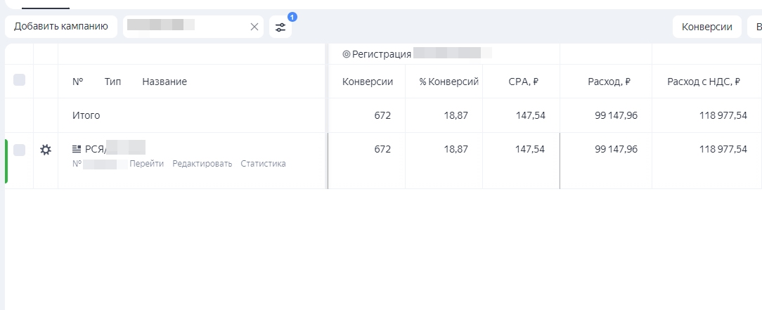 Конверсия 18,9% в регистрацию на автовеб